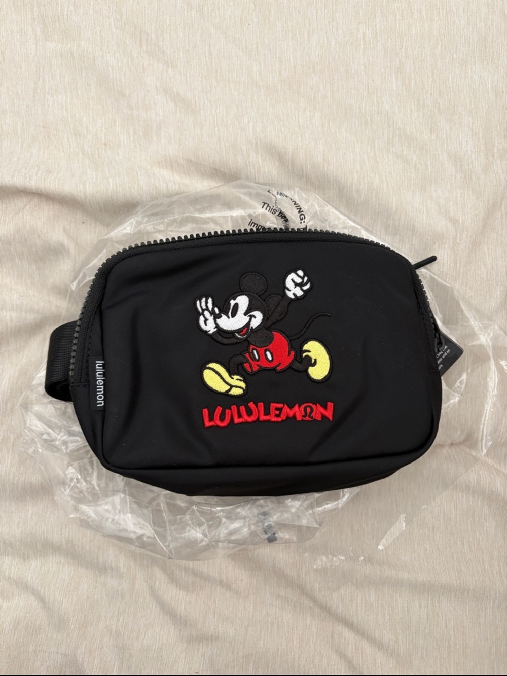 lululemon athletica Black Waist Bag with Mickey Embroidery